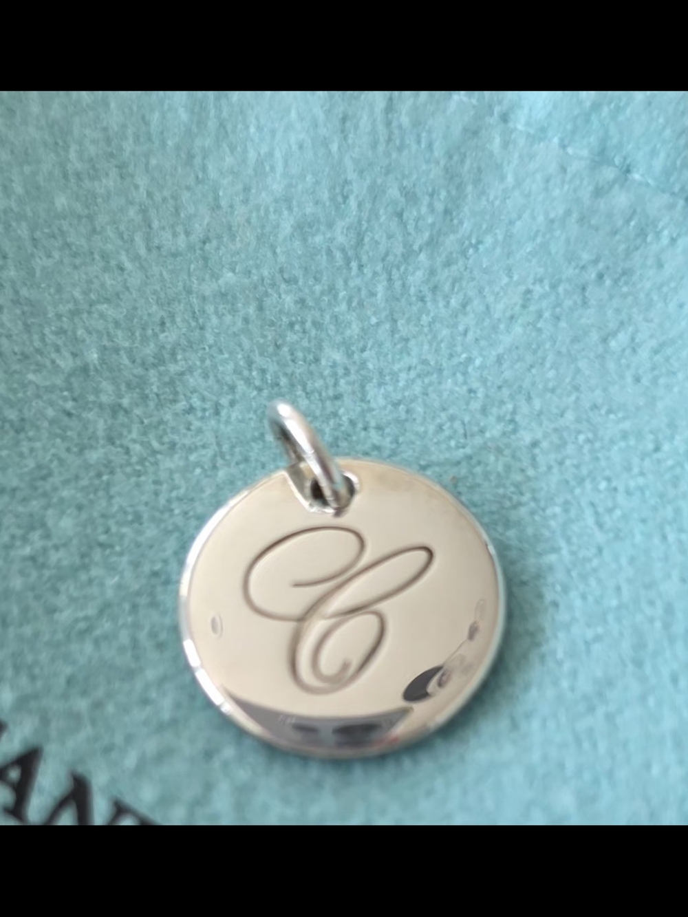 Monogram 'C' Round Silver Charm Pendant